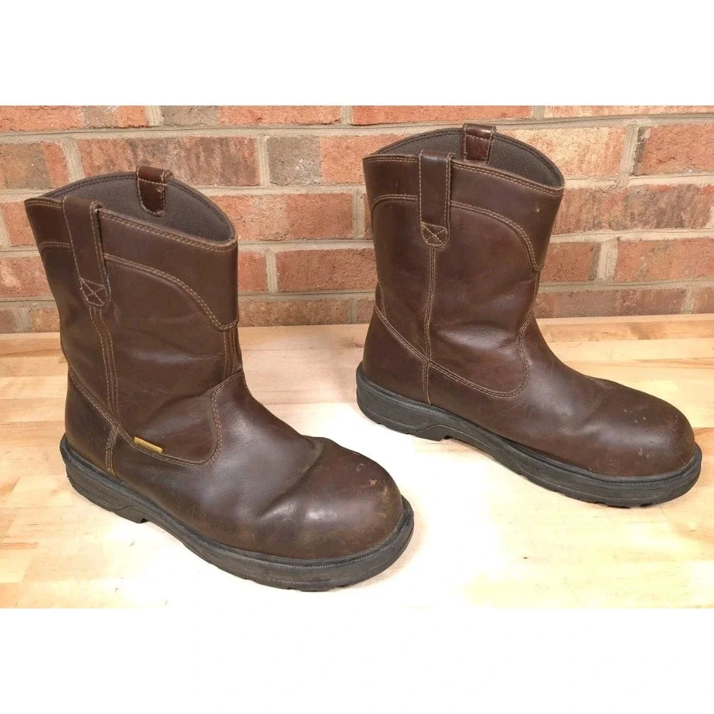 Herman Survivors Mens 13 Plower Waterproof Pull On Work Boots Steel Toe Brown